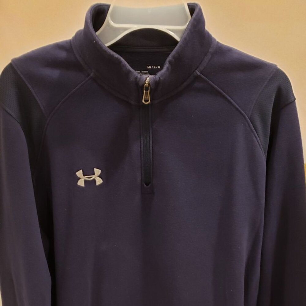 Under Armour Sweater Mens Large Blue Pullover 1/4 Zip Long Sleeve Cold Gear Golf